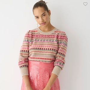 J.Crew Puff-sleeve Fair Isle Crewneck Sweater